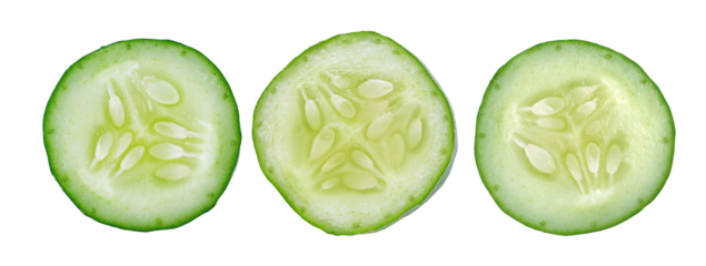 Fresh slice cucumber on transparent png