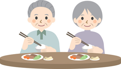 食事する高齢者