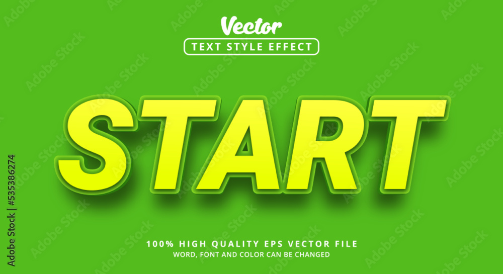 Poster start text with green and yellow color combination style with modern style, editable text effect