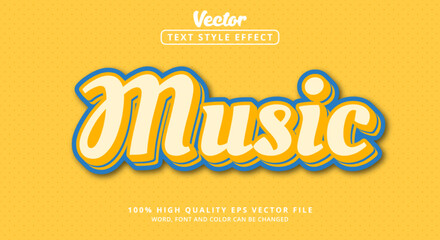 Editable text effect, Music text with vintage color style and layered style