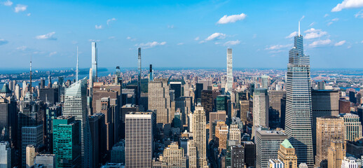 New York City skyline, panorama with skyscrapers in Midtown Manhattan