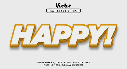 Editable text effect, Happy text with modern style