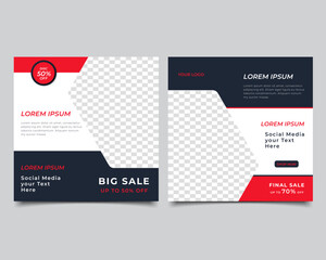 Set of Editable minimal square banner template. social media post sale template. Vector illustration