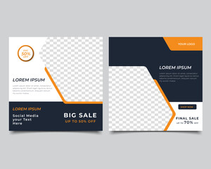 Set of Editable minimal square banner template. social media post sale template. Vector illustration