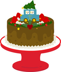 Christmas cake,Christmas background. Wrapping paper. Christmas print supplies. Christmas party happy people celebrating Christmas flat illustration