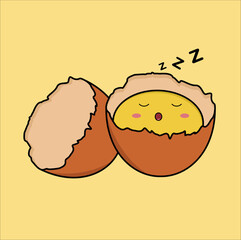 cute kawaii cracked egg vector design illustration line art
