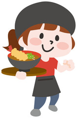 飲食店で働くスタッフの女性