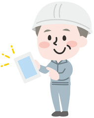 タブレットを持つ作業員