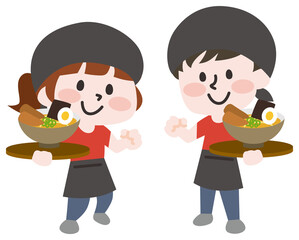 ラーメン屋の店員さんのイラスト