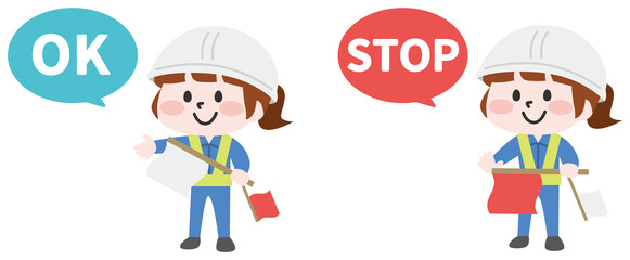 交通誘導員の女性 