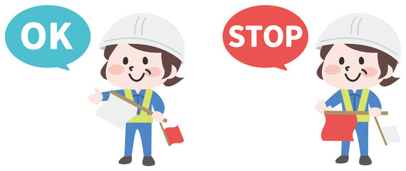 交通誘導員の女性 