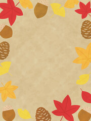 秋の背景　縦位置　水彩風