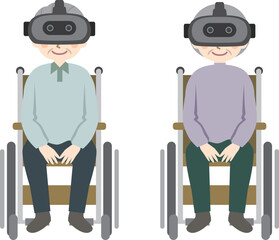 VRゴーグルをつけた高齢者