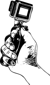 hand holding black action camera clip art preview