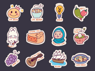 Set of Cute Sticker Doodle