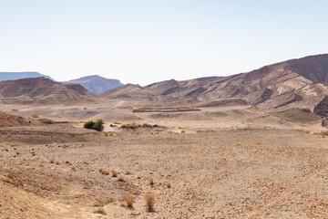 The majestic  beauty of the boundless stone Judean desert in southern Israel