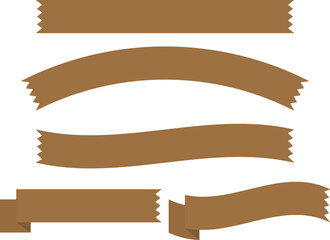 ガムテープ風リボン5種セット　ブラウン