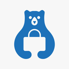 Initial Bear Locker Logo Negative Space Vector Template. Bear Holding Locker Symbol