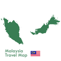 Obraz premium Map-Green Malaysia map with national flag.