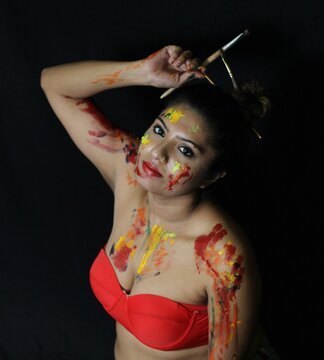 Portrait of woman with painted face