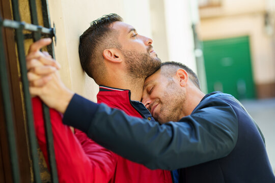 Two Men Kissing Outdoor