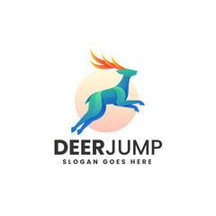Vector Logo Illustration Deer Gradient Colorful Style.
