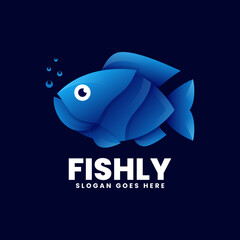 Vector Logo Illustration Fish Gradient Colorful Style.