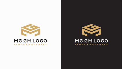 MG GM Letter hexagon gold logo vector image - obrazy, fototapety, plakaty