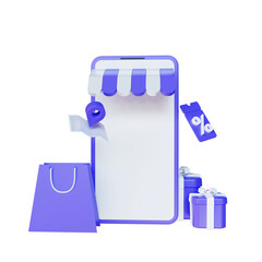 3d render of Online Payment concept, transaction receipt online payment icon. Mobile Shopping for e-Commerce, people buy things in the online store