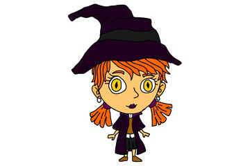 Halloween Cartoon Character - Young Witch Vector