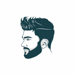 Side view of men's haircut and style for barbershop.