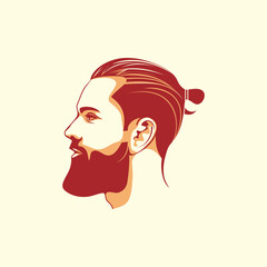 Men's haircut and hairstyle vector design for barbershop.