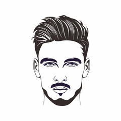 Front side view of men's haircut and style for barbershop.