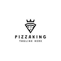 cute pizza king logo design
