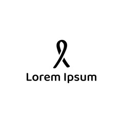 black ribbon cancer awareness logo design