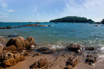 view of the beautiful praia da lagoinha in bombinhas , brazil