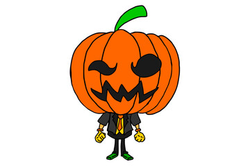 Halloween Cartoon Character - Pumpkin Boy Vector