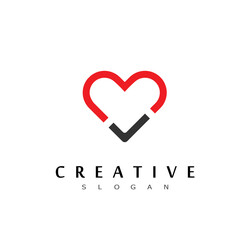 Red heart logo design, abstract love icon, isolated on white background