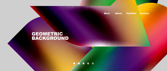 Fototapeta premium Landing page background template. Colorful plastic round shapes abstract composition. Vector illustration for wallpaper, banner, background