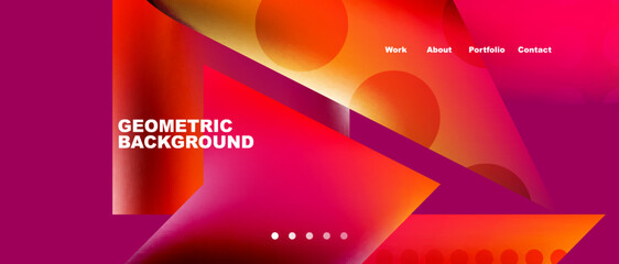 Landing page background template. Colorful plastic round shapes abstract composition. Vector illustration for wallpaper, banner, background