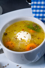 Delicious Old Polish caraway soup with cream