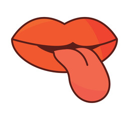 mouth and tongue cartoon retro