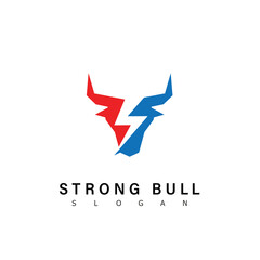 bull logo design simbol strong