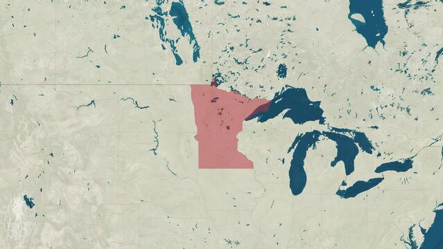 Zoom in to the map of Minnesota with text, textless, and with flag