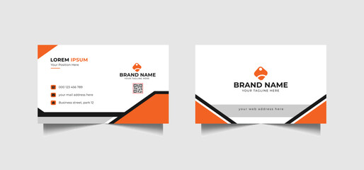 Creative and professional simple business card design. Orange color unique modern business card template