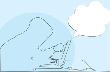 Security hacker icon line art design