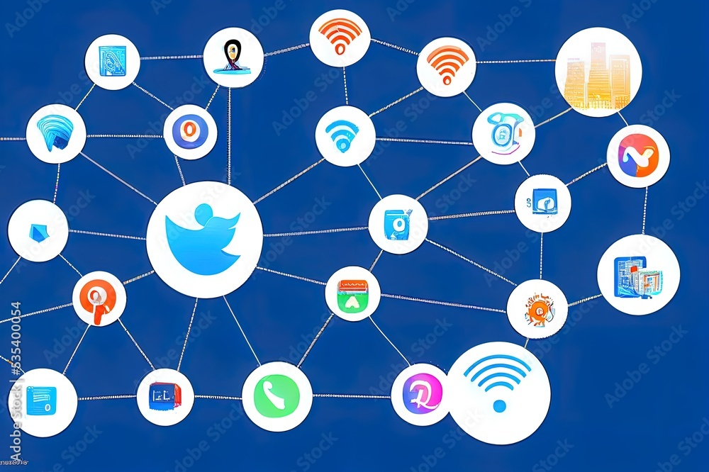 Poster smart digital city with globalization abstract graphic showing connection network . concept of futur