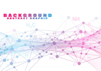 Abstract background with connecting lines and molecular wave points