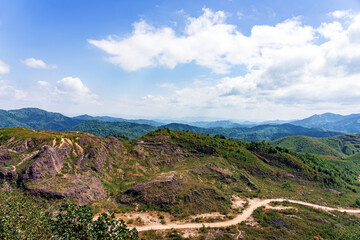 Beautiful landscape of Noen Chang Suek (Battle Elephant Hill) mountain view point is Thailand and...