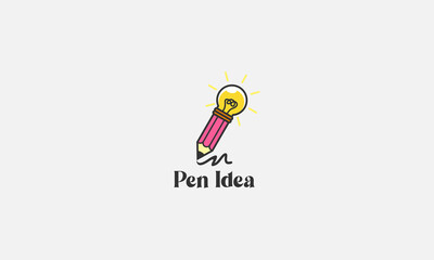 Creative idea, innovation logo design, pencil with bulb 